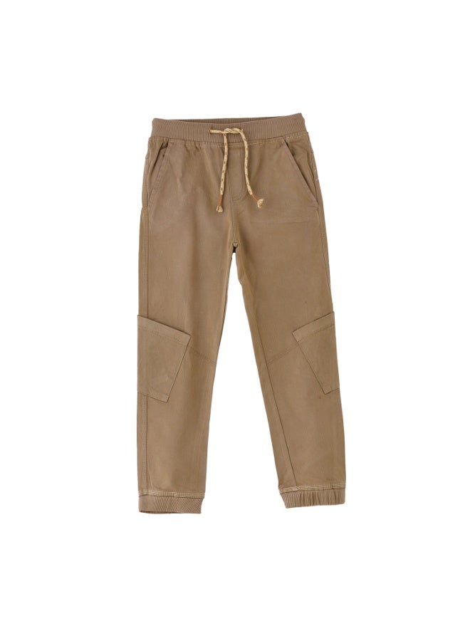JAM Boys Brown Cotton Jogger Pants with Cargo Pockets - Image 1